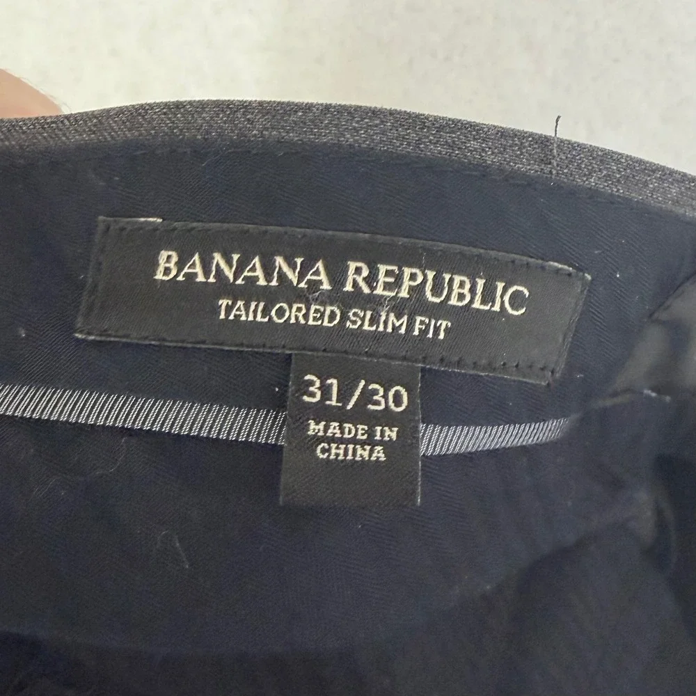Banana Republic Tailored Suit Men 38S 31x29 Charcoal Gray Cerruti Italia Fabric